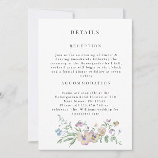 Viola Eucalypt floral Wedding Detail invitation Kaart