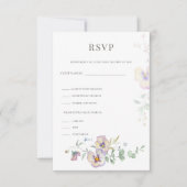 Viola & Eucalyptus Floral Wedding RSVP  Card (Voorkant)
