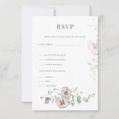 Viola & Eucalyptus Floral Wedding RSVP  Card