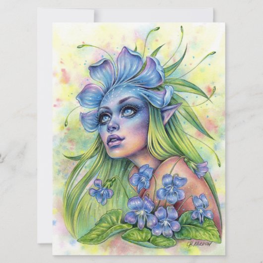 Viola Fantasy Flower Fae Enchantress Art Kaart (Voorkant)