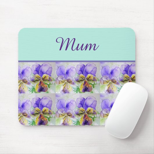 Viola Flower Aqua Stripe floral Moederdag Muismat (Met muis)