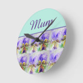 Viola Flower Aqua Stripe floral Moederdag Ronde Klok (Hoek)