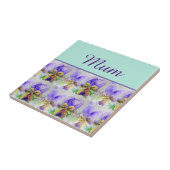 Viola Flower Aqua Stripe floral Moederdag Tegeltje (Zijkant)