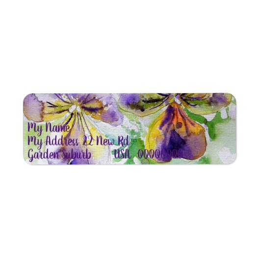 Viola Flower Waterverf Return Address Labels (Voorkant)