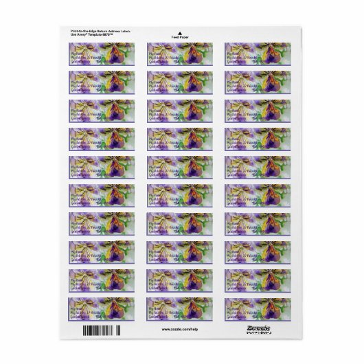 Viola Flower Waterverf Return Address Labels (Full Sheet)