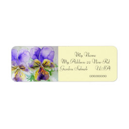 Viola Flower Waterverf Return Address Labels