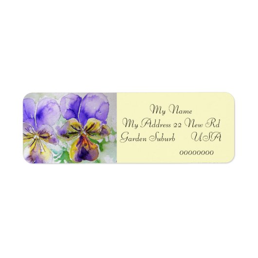 Viola Flower Waterverf Return Address Labels (Voorkant)