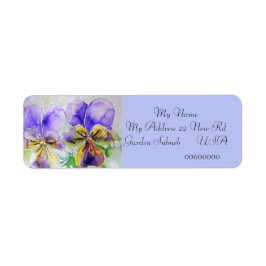 Viola Flower Waterverf Return Address Labels