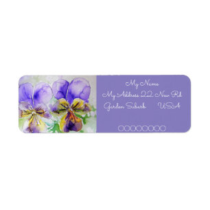 Viola Flower Waterverf Return Address Labels