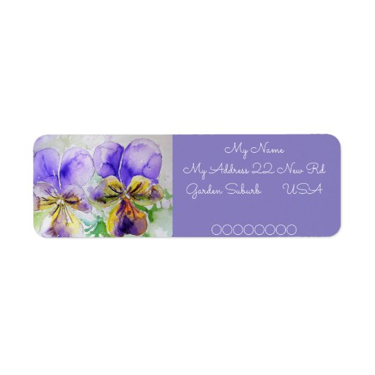 Viola Flower Waterverf Return Address Labels (Voorkant)