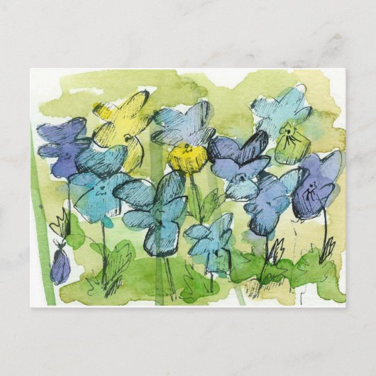 Viola Flowers Spring Garden Johnny springt op Viol Briefkaart (Voorkant)