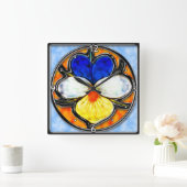 Viola Glas in lood Vierkante Klok (Huis)