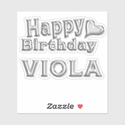 Viola Happy Birthday silver Aufkleber Sticker (Vel)