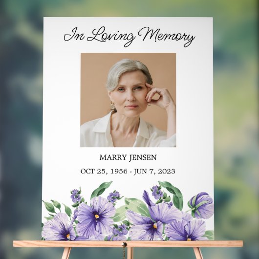 Viola-herdenkingsfoto Funeral Acrylic Bord (Neutraal)