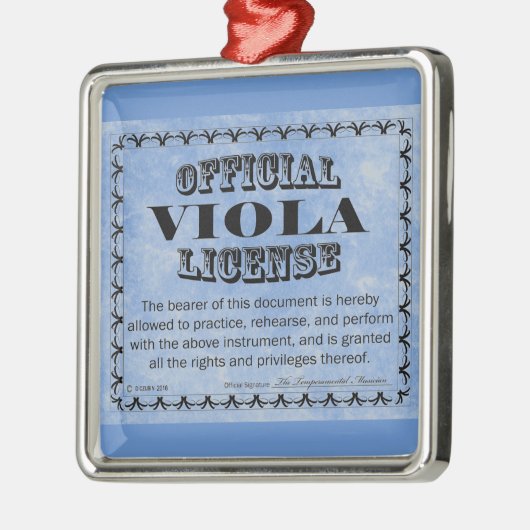Viola License Metal Ornament (Links)