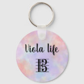 Viola Life Alto Clef Paarse Roze Blauwgroen Waterv Sleutelhanger (Voorkant)