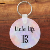 Viola Life Alto Clef Paarse Roze Blauwgroen Waterv Sleutelhanger (Voorkant)