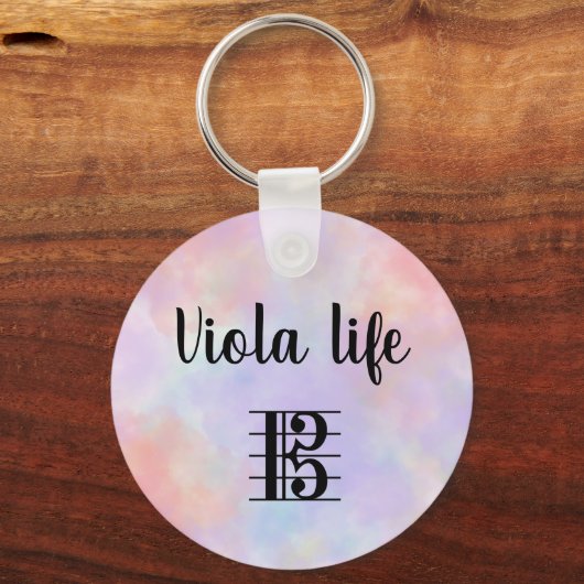 Viola Life Alto Clef Paarse Roze Blauwgroen Waterv Sleutelhanger (Voorkant)