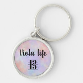 Viola Life Alto Clef Paarse roze Waterverf Sleutelhanger