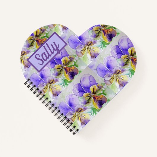 Viola Paarse Bloem  Viola's Aquarel Kunst Notitieboek (Voorkant)