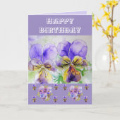 Viola Pansy Waterverf Floral Painting Paarse Card Kaart (Gele Bloem)