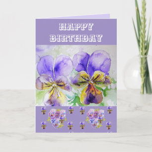 Viola Pansy Waterverf Floral Painting Paarse Card Kaart