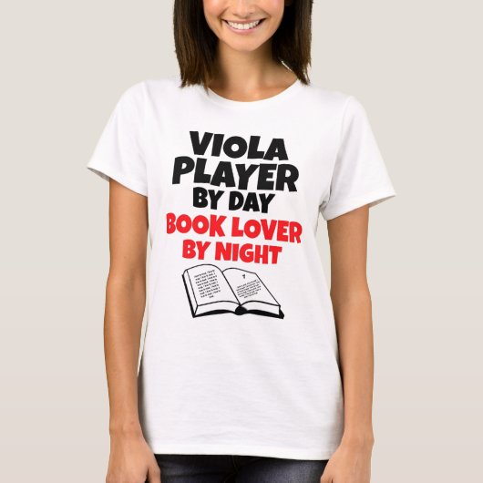 Viola Player van Day Book Lover by Night T-shirt (Voorkant)