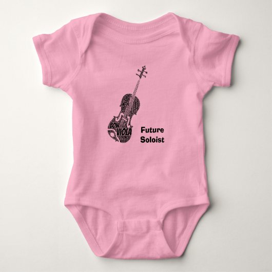 Viola Shaped Word Art Zwart Tekst Romper (Voorkant)