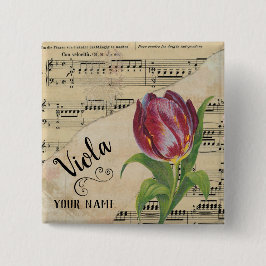 Viola Tulip — Specificaties Muziek Gepersonalisee Vierkante Button 5,1 Cm