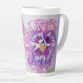 Viola Viola Bloem Waterverf Bloemig Paars Kunst Latte Mok (Rechterhoek)