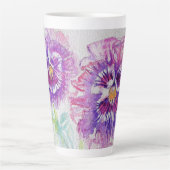 Viola Viola Bloem Waterverf Bloemig Paars Kunst Latte Mok (Voorkant)