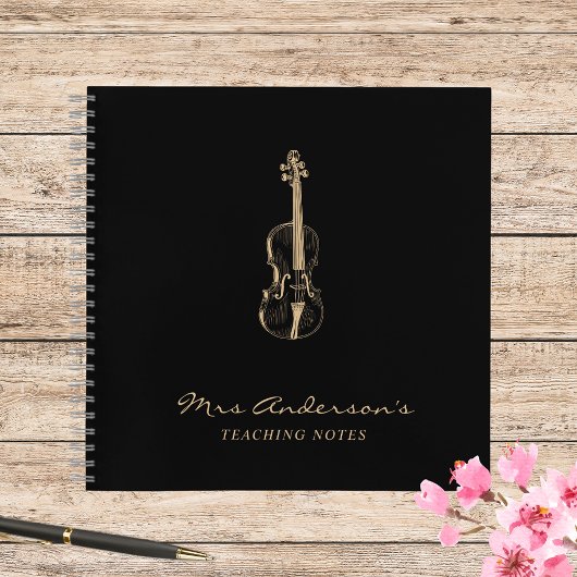 Viola Viool Docent Zwart Muziek Elegant Notitieboek