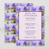 Viola Waterverf Bloem Bloemen Huwelijksuitnodiging Kaart (Voorkant / Achterkant)