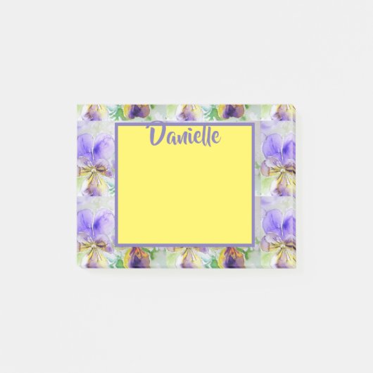 Viola Waterverf Kunst Vrouwen Naam Post It Notes (Voorkant)