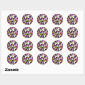 Viola's en Pansies Floral Ronde Sticker (Vel)