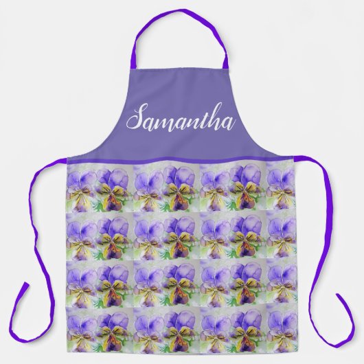 Violas Floral Paars gele Viola Violet Patroon Schort (Voorkant)