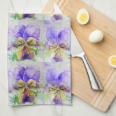 Violas Floral Paars gele Viola Violet Patroon Theedoek (Quarter Fold)
