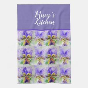 Violas Floral Paars gele Viola Violet Patroon Theedoek