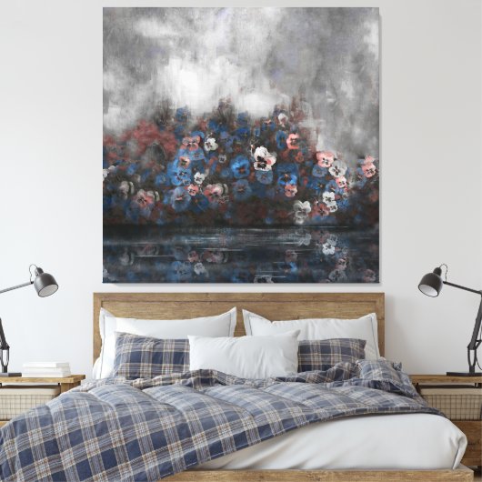 "Violas In De Mist" 100 cm x 100 cm Canvas Afdruk (Insitu (Slaapkamer))
