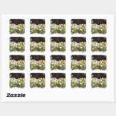 Violas In Een Stenen Bak. Vierkante Sticker (Vel)