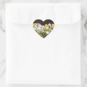 Violas in een stenen trog. hart sticker (Tas)