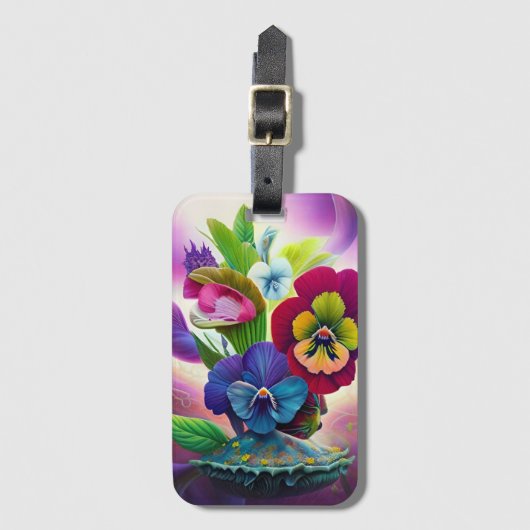 Violas op een schelp   bagagelabel (Voorkant (verticaal))