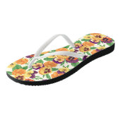 Violas op licht crèmekleurig teenslippers (Schuin)