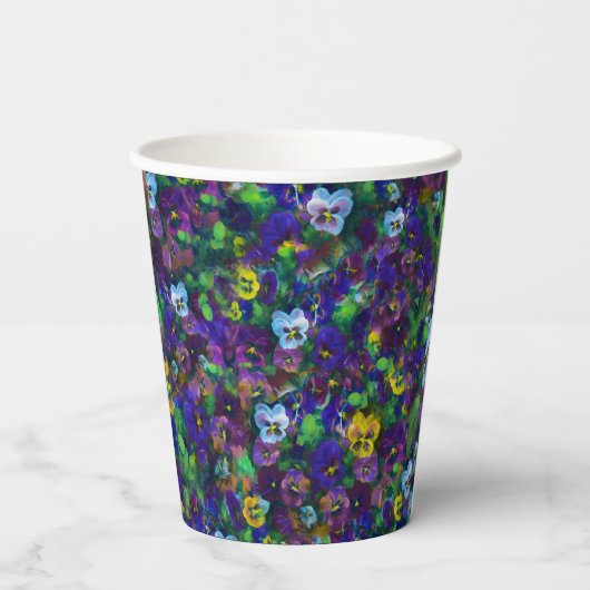 Violas [paars] kopjes papieren bekers (Achterkant)