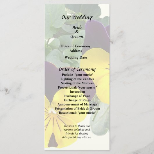 Violas Sorbet Gele Jump Up Programmakaart (Voorkant)