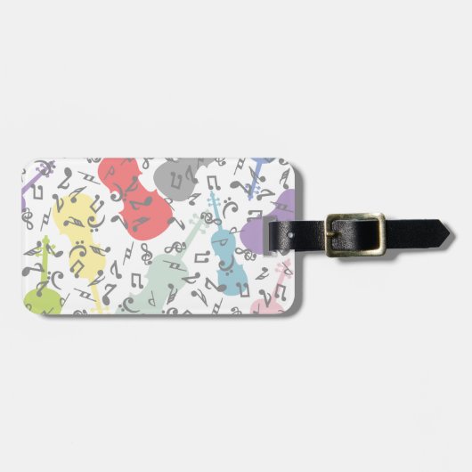 violen en muzieknoten bagagelabel (Voorkant horizontaal)