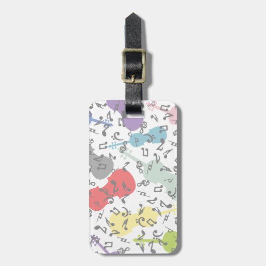 violen en muzieknoten bagagelabel (Voorkant verticaal)