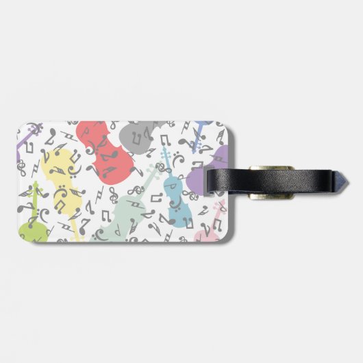 violen en muzieknoten bagagelabel (Achterkant horizontaal)