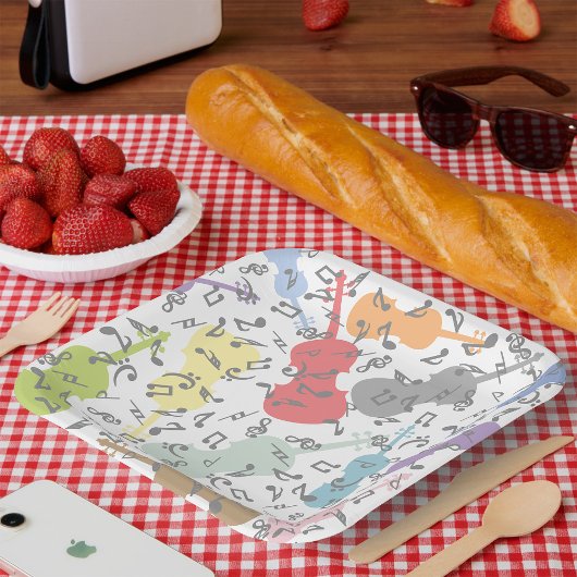 violen en muzieknoten papieren bordje