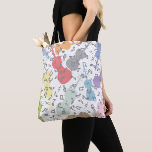 violen en muzieknoten tote bag